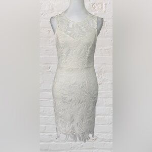 Tea & Cup Ivory Lace Lined Dress Sz S Wedding Garden Tea Party Fairy Coquette